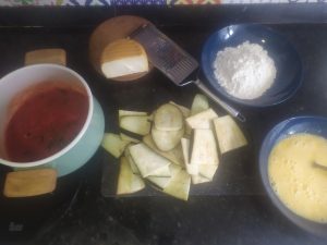 Ingredientes receta italiana de berenjenas al queso.